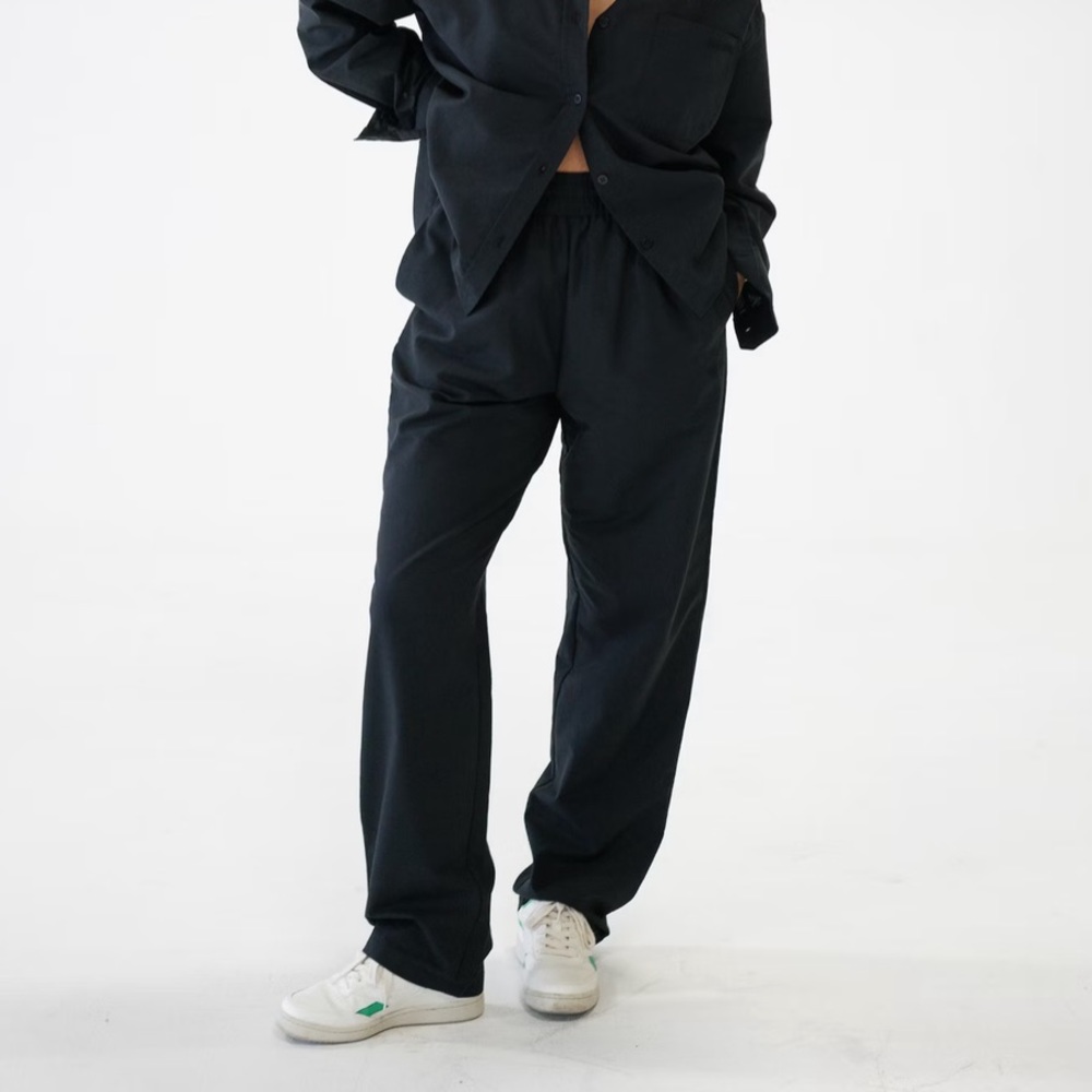 Djerf Avenue Black Relaxed Wide-Leg Pants